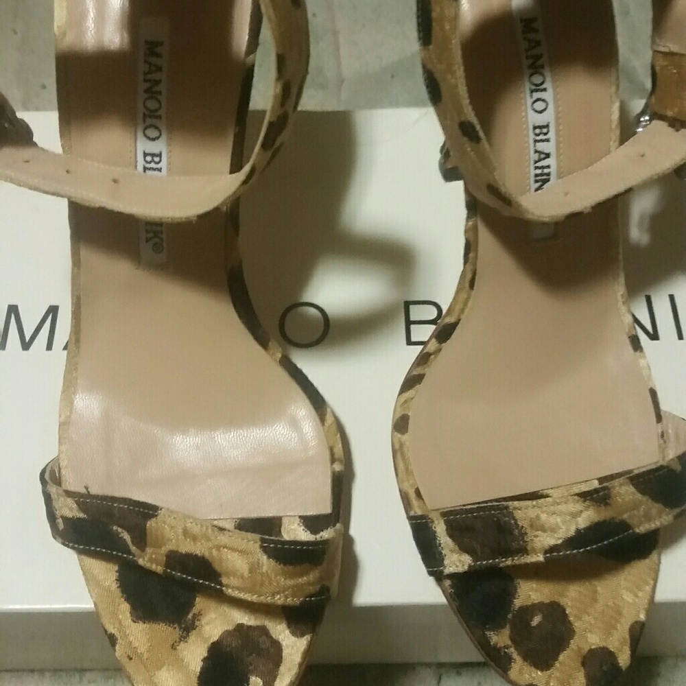 Animal print ankle strap heel